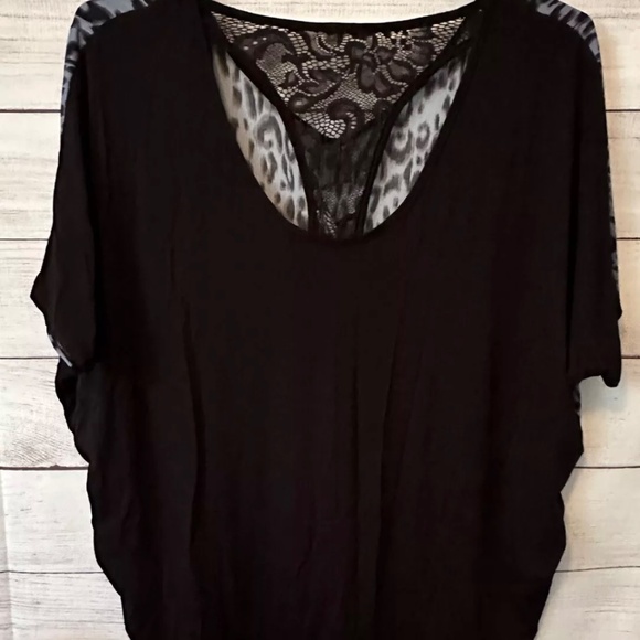 Be Stage Brand Womens Size Large Print Lace Trimmed Blouse - Picture 5 of 5
